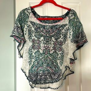 Free People Mayan Starburst Embroidered Sweater